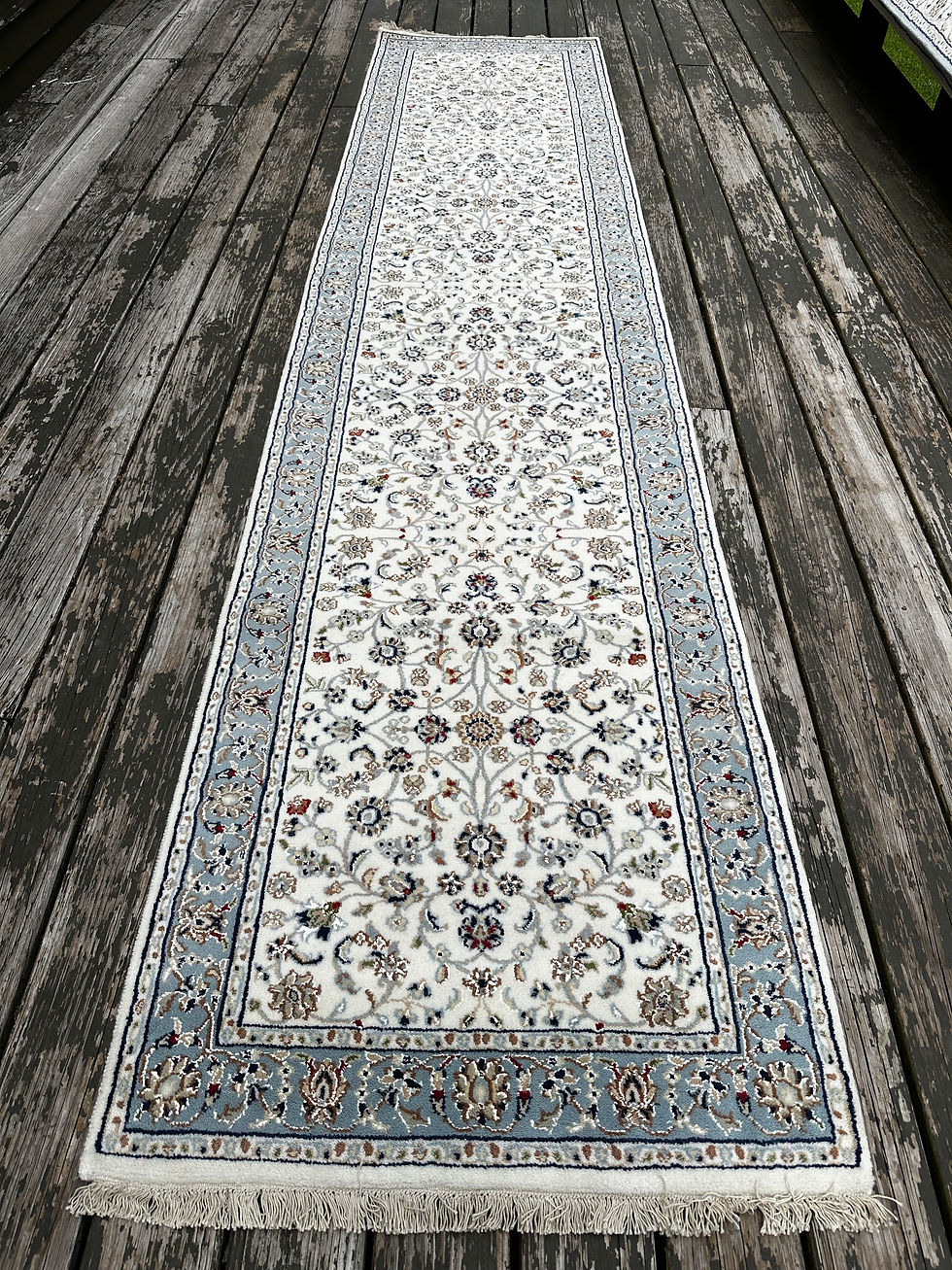 Thumbnail: Handmade Fine Quality White Floral Runner, Persian Nain Design