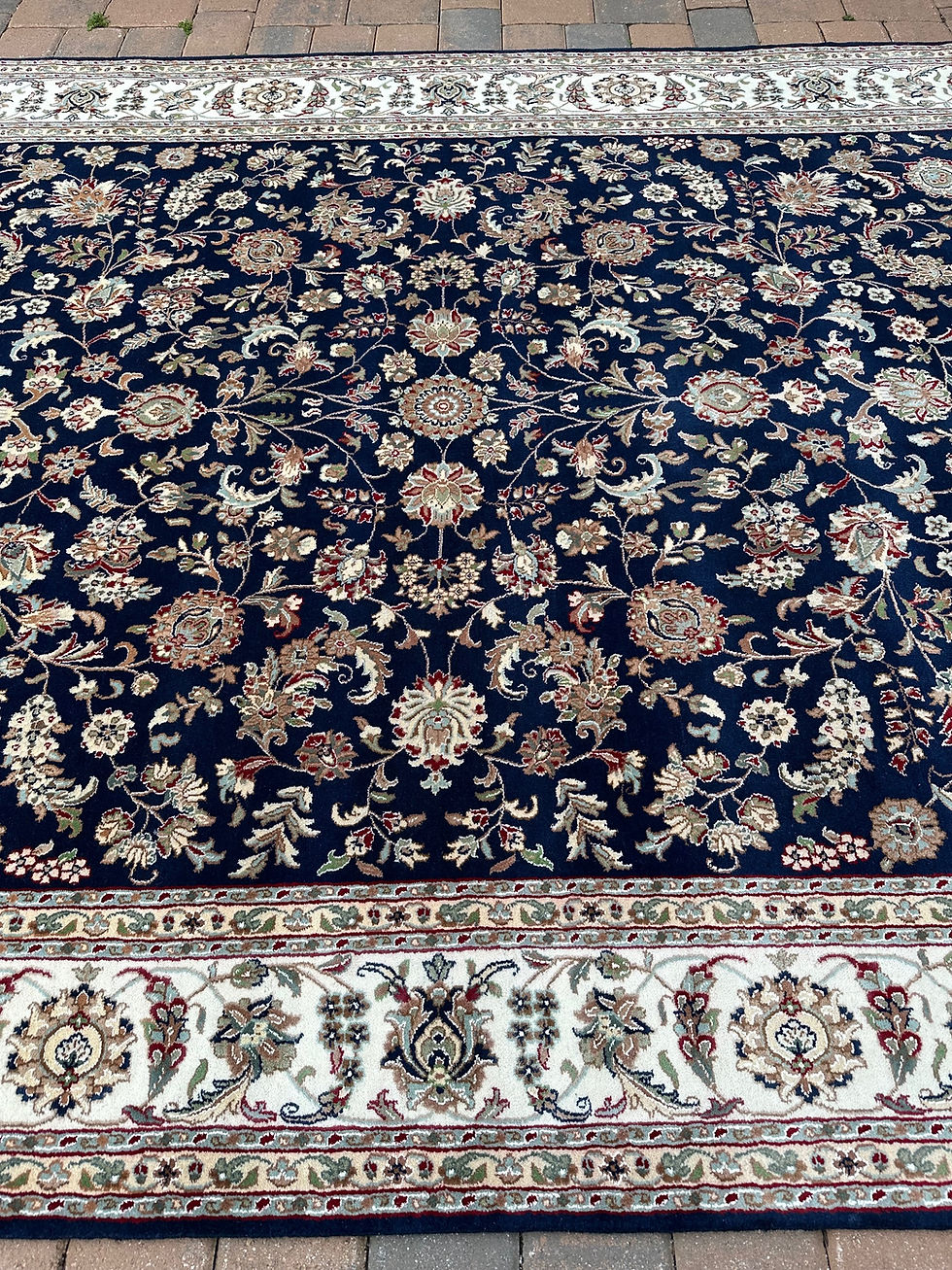 Thumbnail: Handmade Blue & White Indian Rug, Persian Nain Allover Design