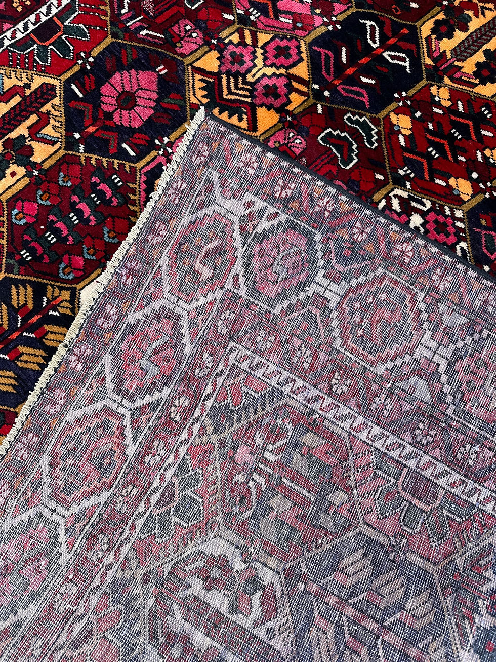 Thumbnail: Handmade Vintage Persian Bakhtiari, Four Seasons Design, Light Distress