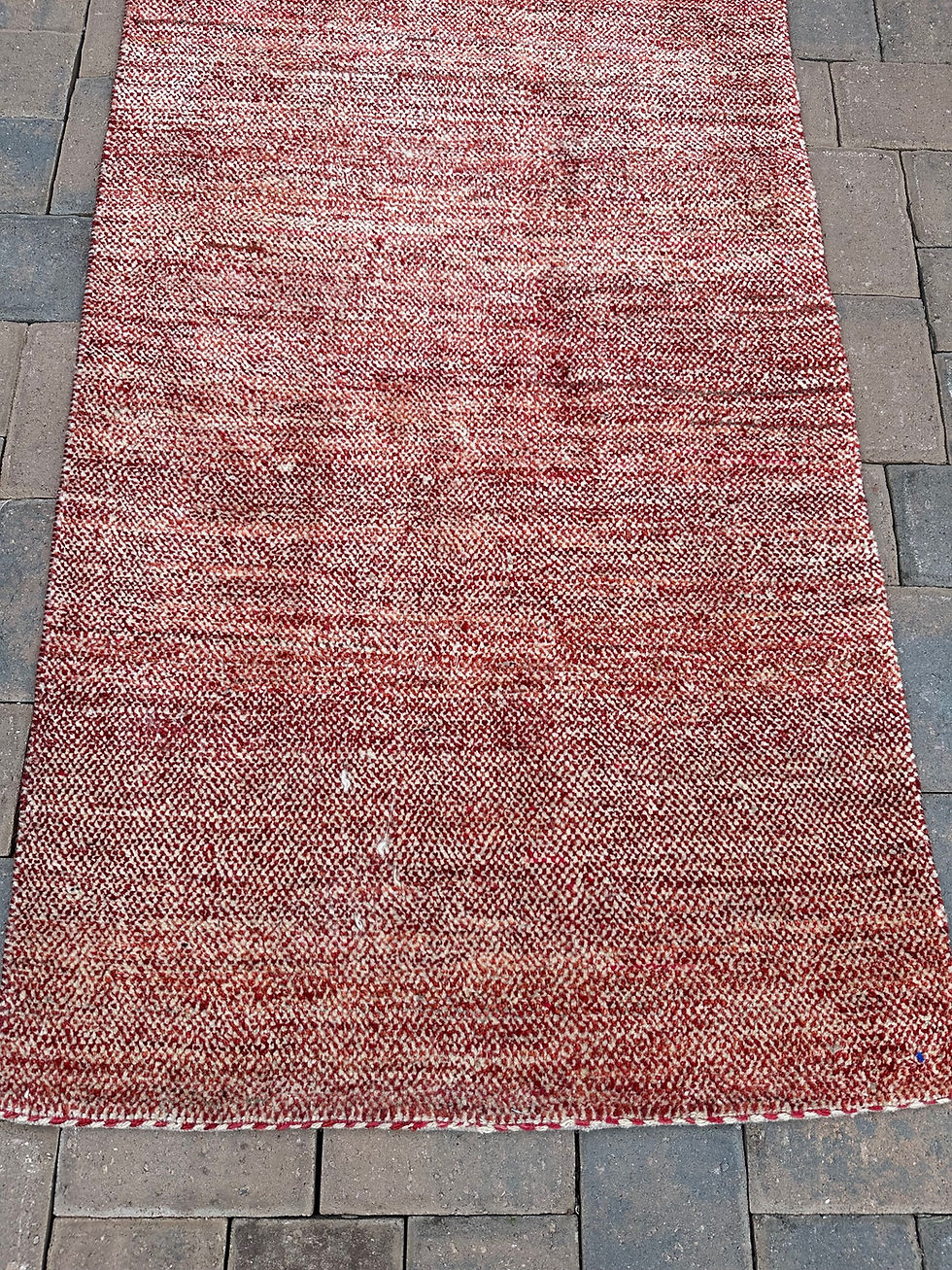 Thumbnail: Handmade Persian Gabbeh Runner, Allover Small Check Design, Light Distress