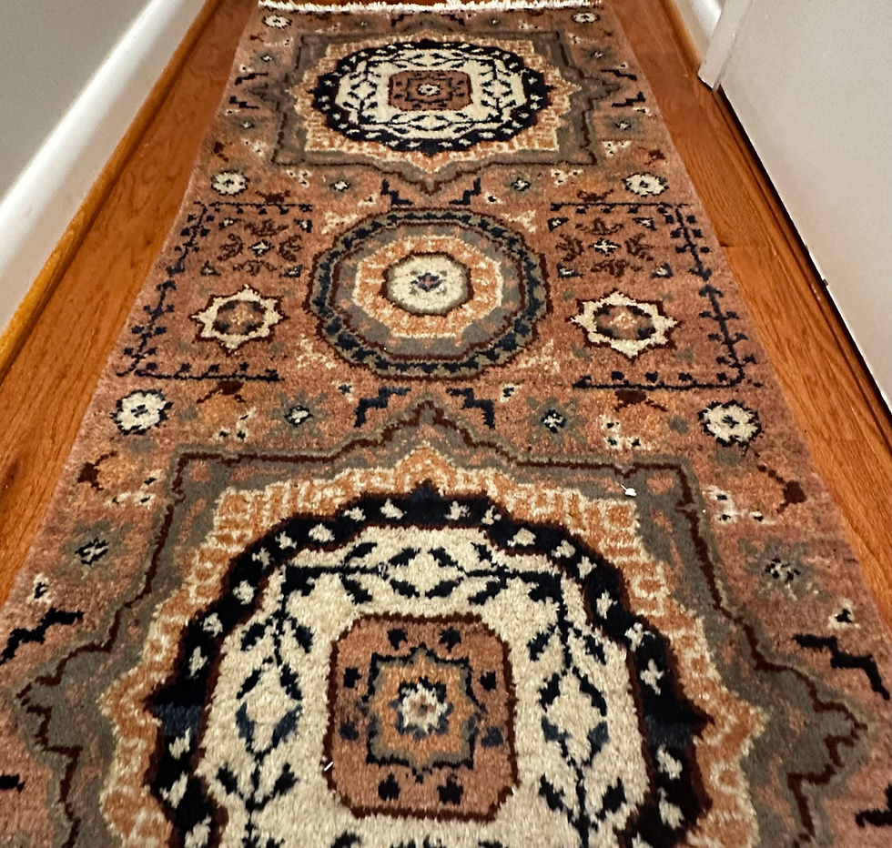 Thumbnail: Contemporary Handmade Dusty Rose Indian Oushak Runner