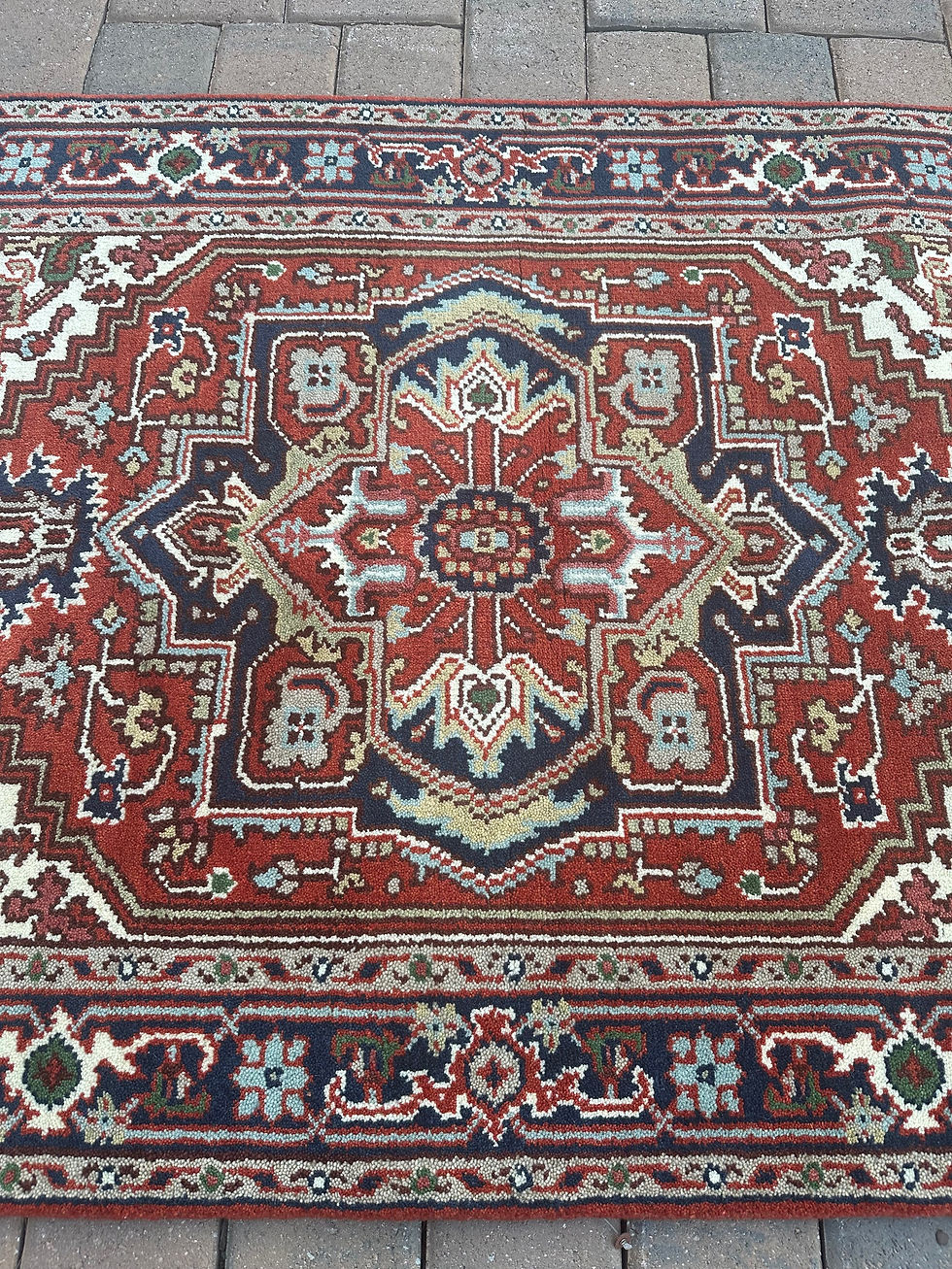 Thumbnail: Handmade Brand New Colorful Accent Rug, Persian Heriz Design
