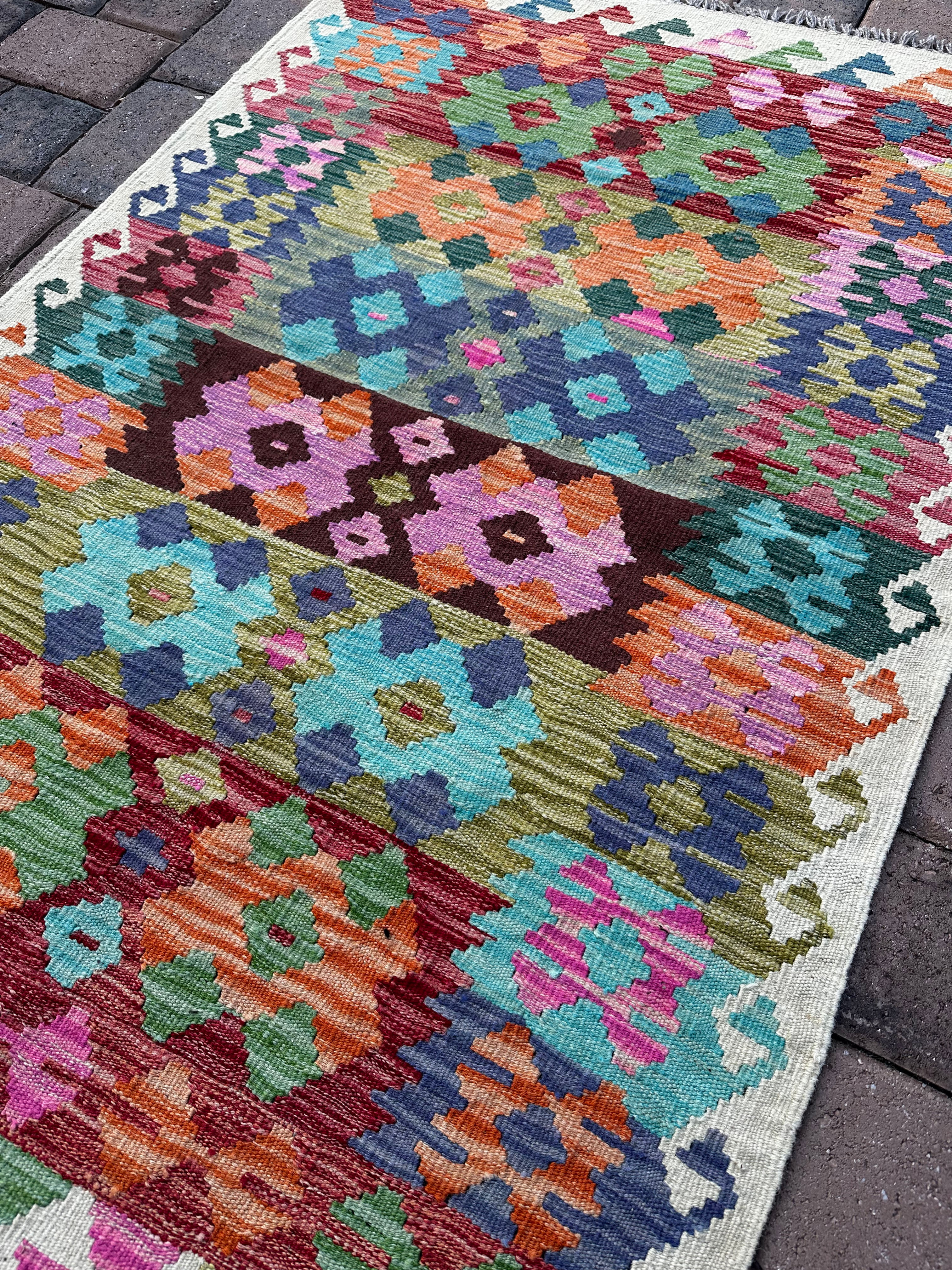 Handmade Kilim Accent Rug, Stunning Colors