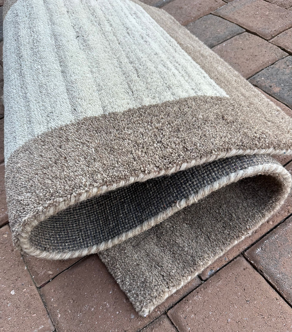 Thumbnail: Handmade Natural Wool Indian Accent Rug, Thick Pile,  (also sold as pair)