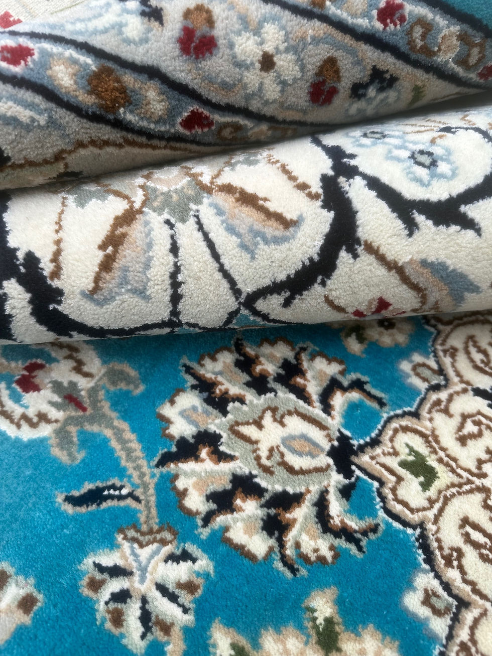 Thumbnail: Handmade Turquoise Indian Rug, Persian Nain Design