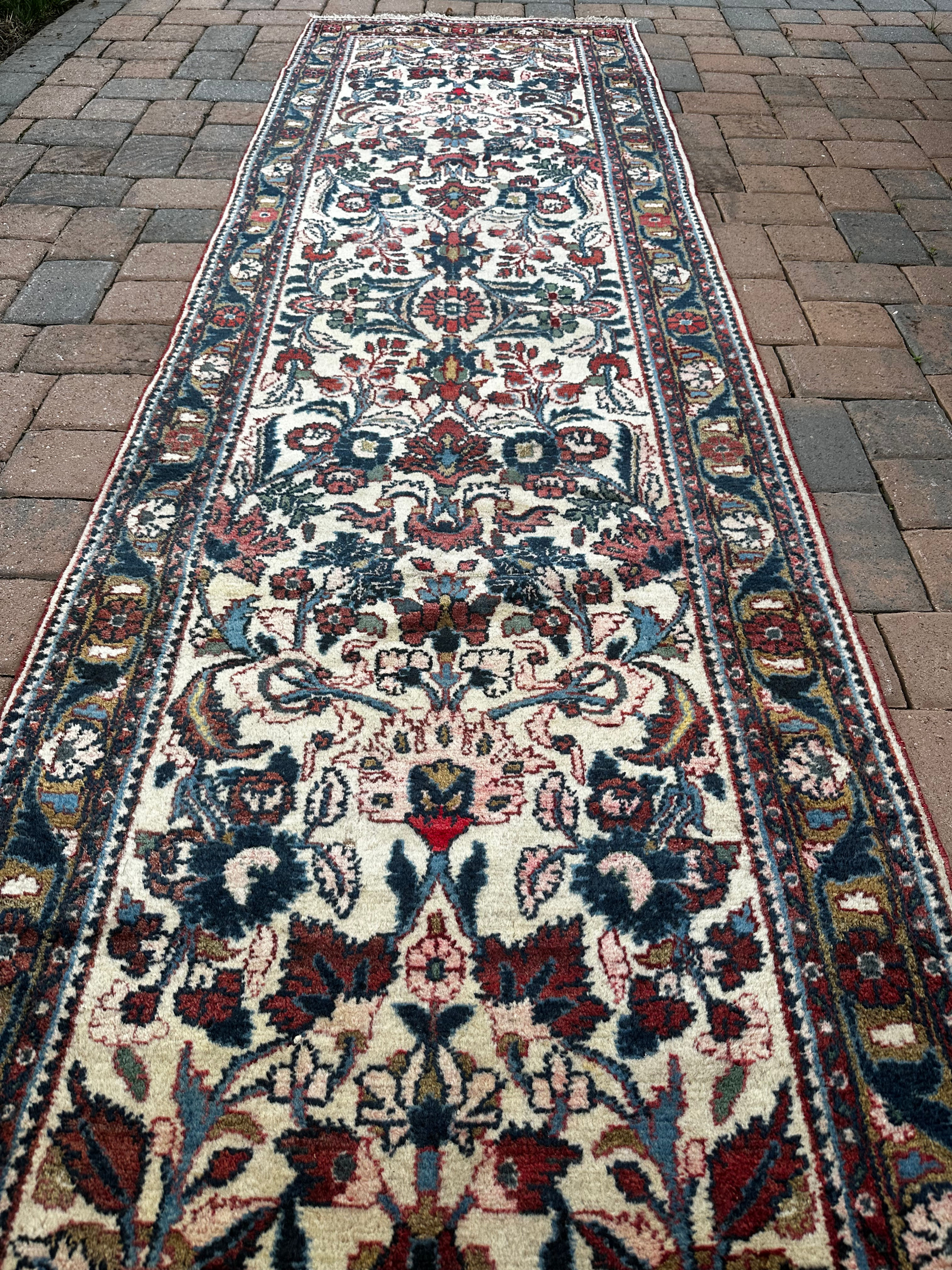 Vintage Handmade Persian Sarough Lilihan Runner