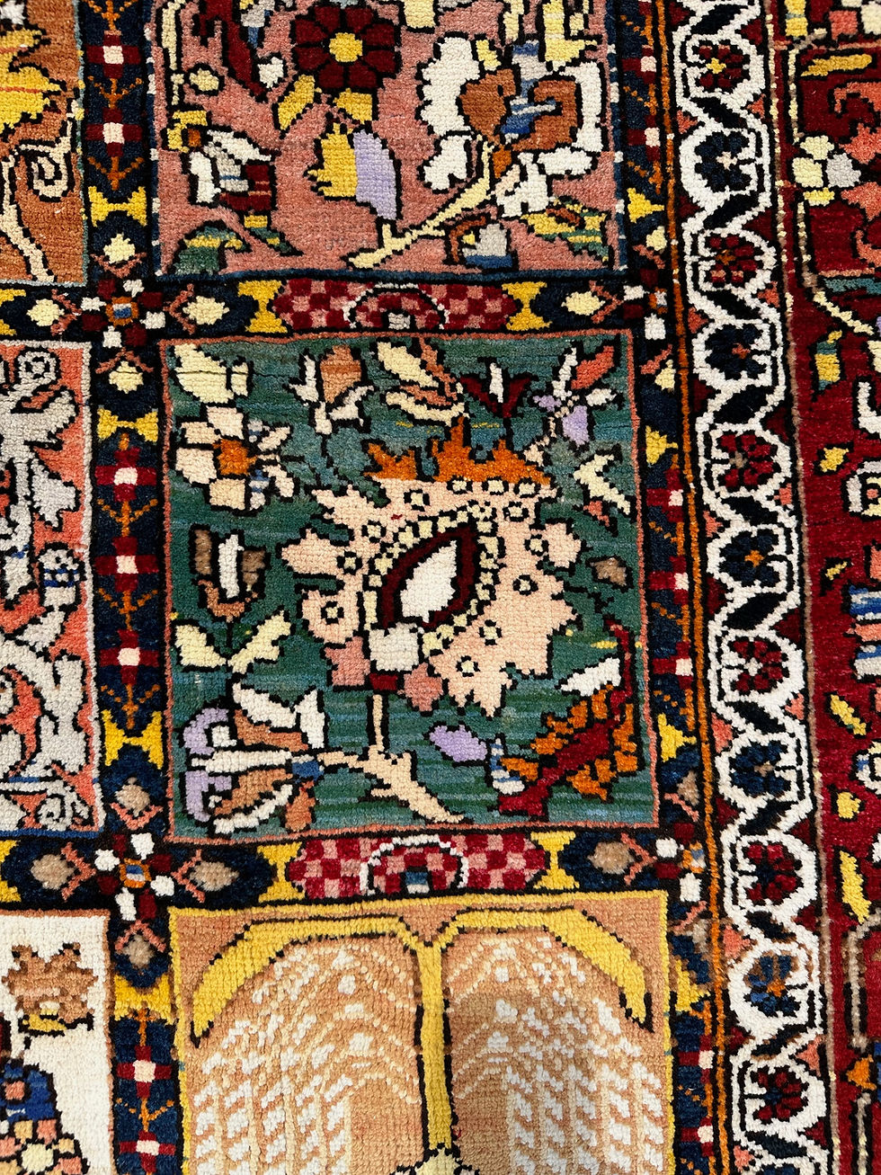 Thumbnail: Handmade Vintage Persian Bakhtiari Rug, Four Seasons Design, Light Distress