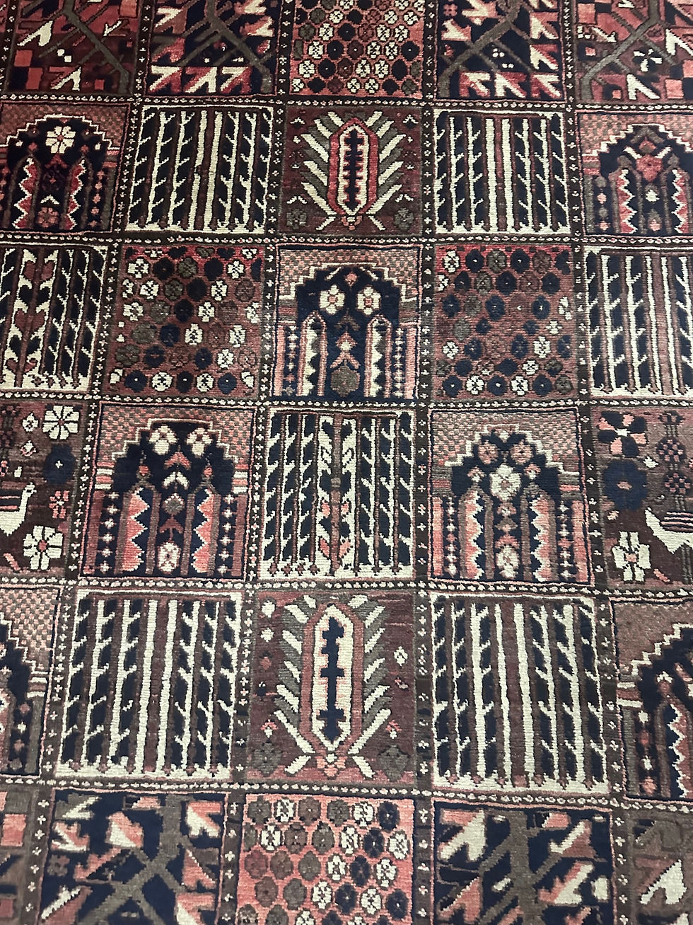 Thumbnail: Vintage Handmade Persian Bakhtiari Rug, Four Seasons Design, Light Distress