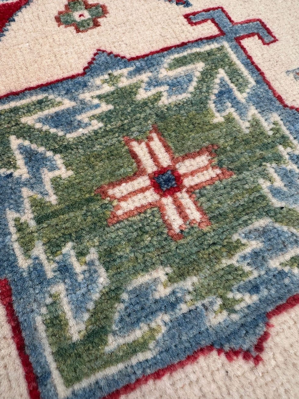 Thumbnail: Handmade New Afghan Kazakh, Allover Geometric Design