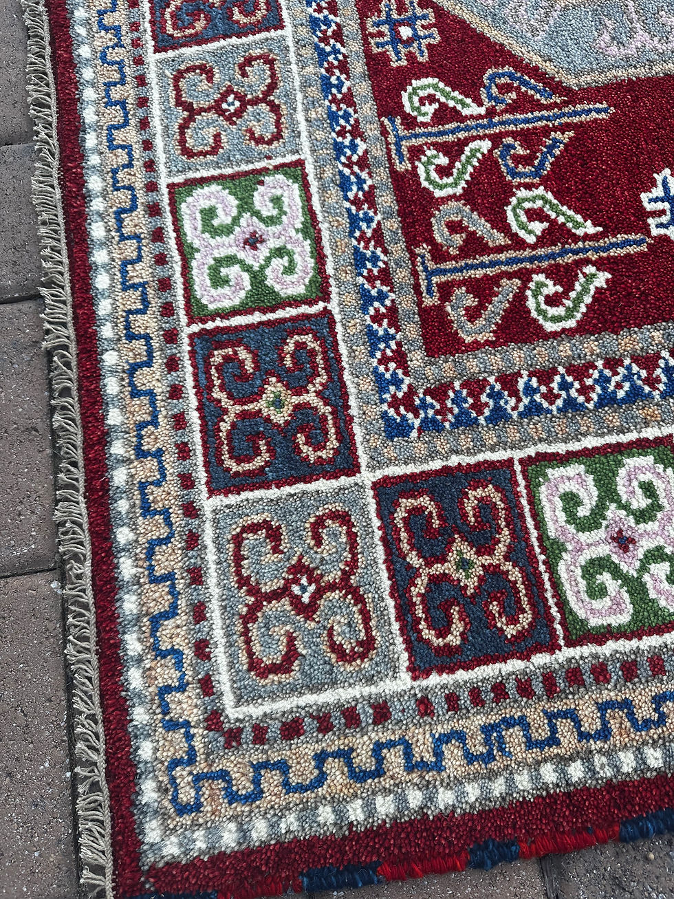 Thumbnail: Handmade Kazakh Rug, Caucasian Sewan Design (pair available)