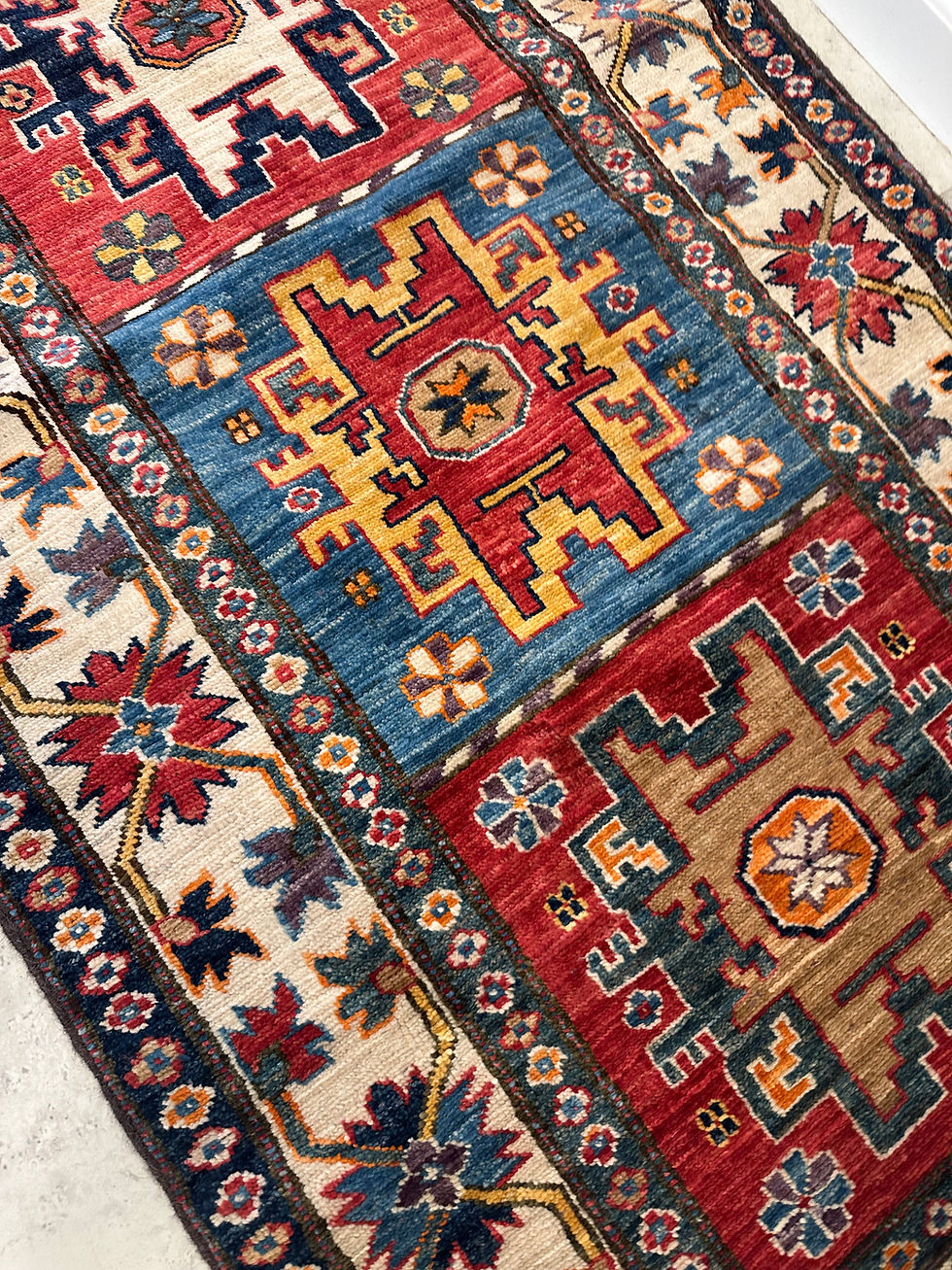 Thumbnail: Handmade Afghan Kazakh Runner, Caucasian Design