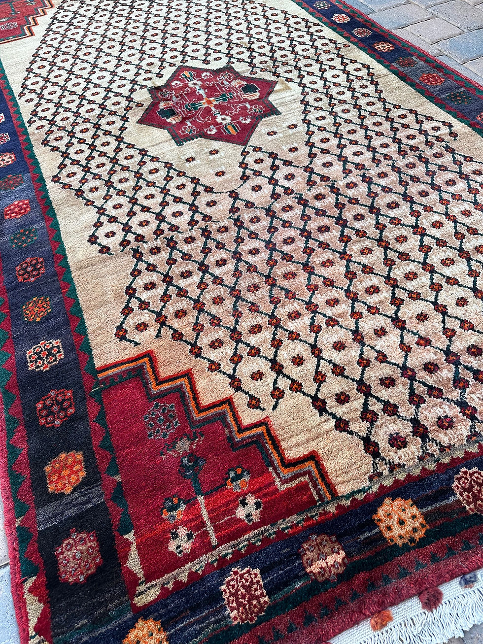 Thumbnail: Vintage Handmade Persian Koliai Rug, Light Distress