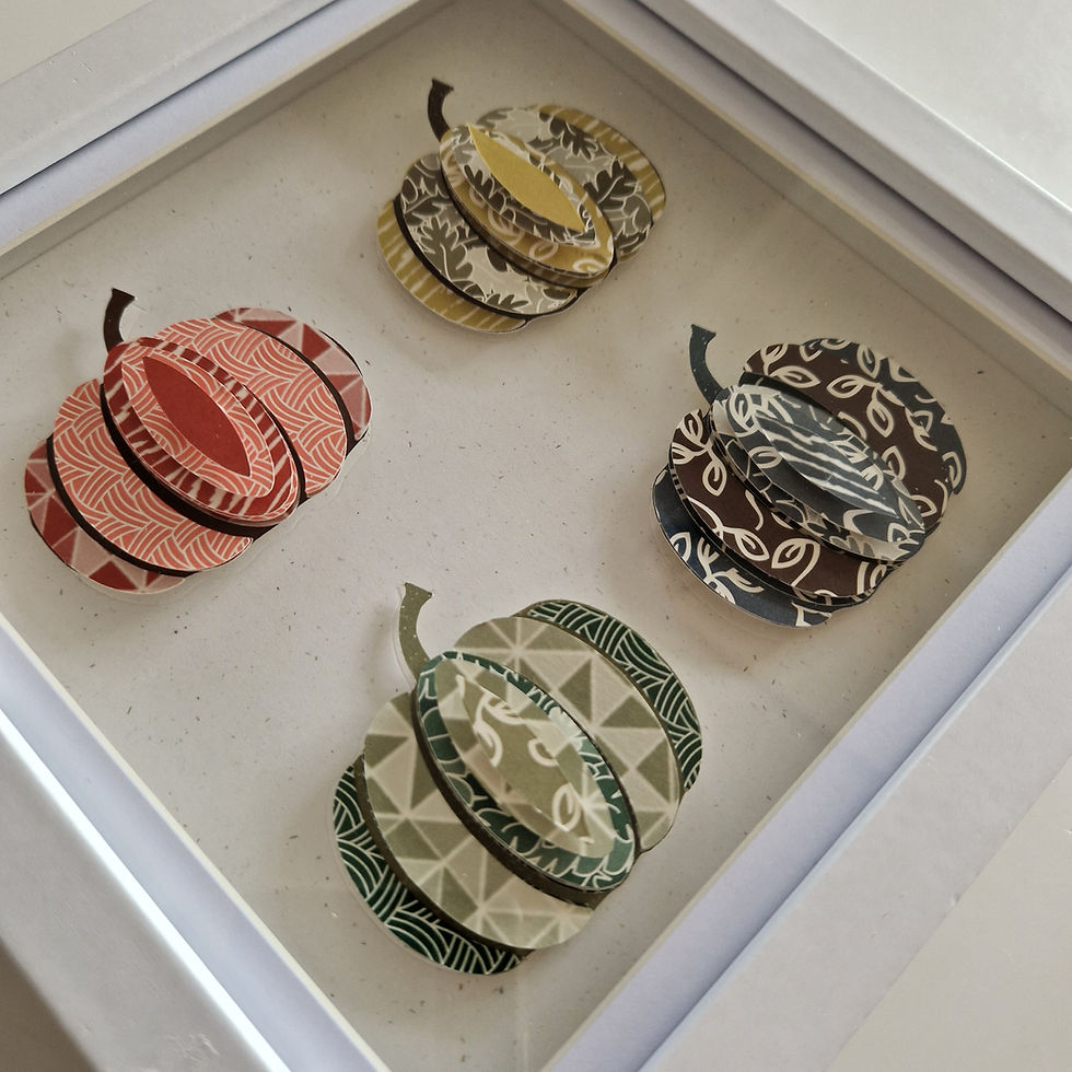 Thumbnail: Four Paper Patchwork Pumpkins
