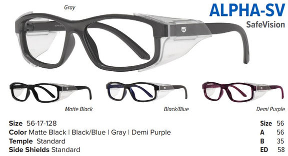 Image-of-ALPHA-SV-A-Safety frame-made-by-SafeVision-a-Z87.1+-safety-eyeglasses-available-at-Custom-Eyes-made-the-Same-day