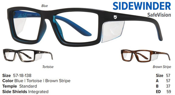 Image-of-Black-Sidewinder-Safety frame-made-by-SafeVision-a-Z87.1+-safety-eyeglasses-available-at-Custom-Eyes-made-the-Same-day