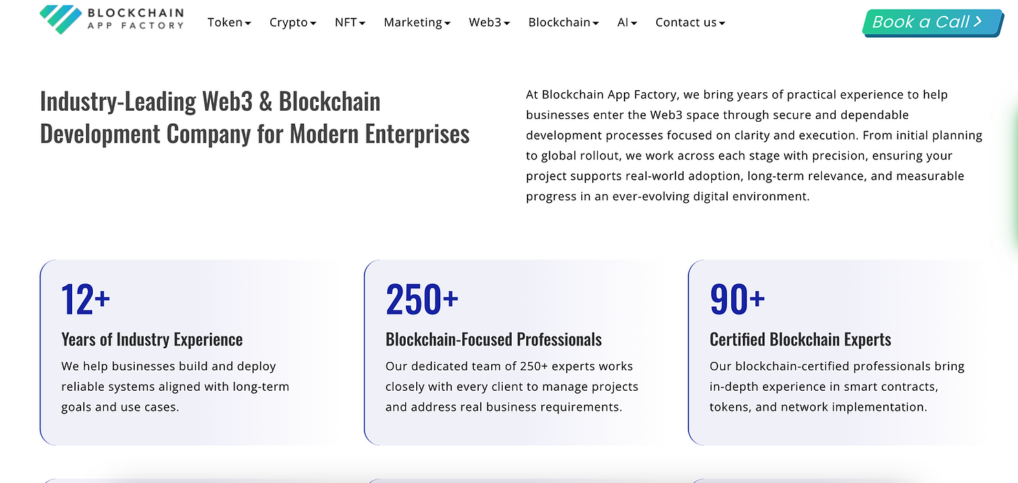 Blockchain App Factory homepage