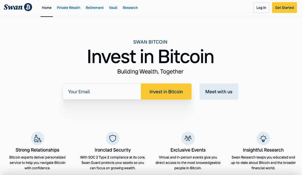 Swan Bitcoin homepage