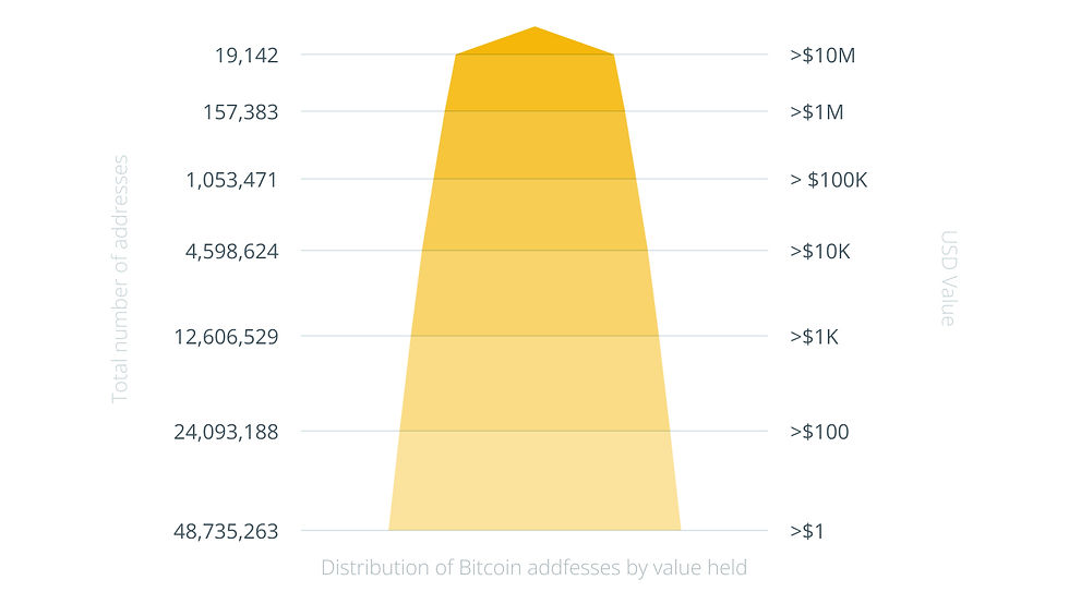 btc addfesses distribution by value held