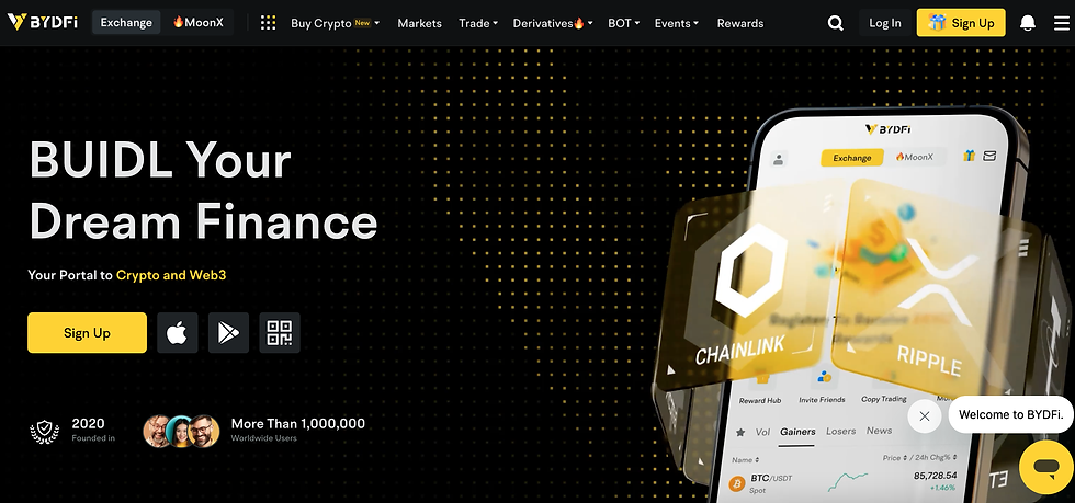 BYDFi homepage