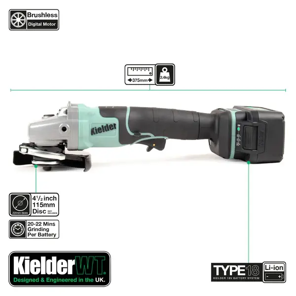 Thumbnail: TYPE18 18V 115MM ANGLE GRINDER (KITS)