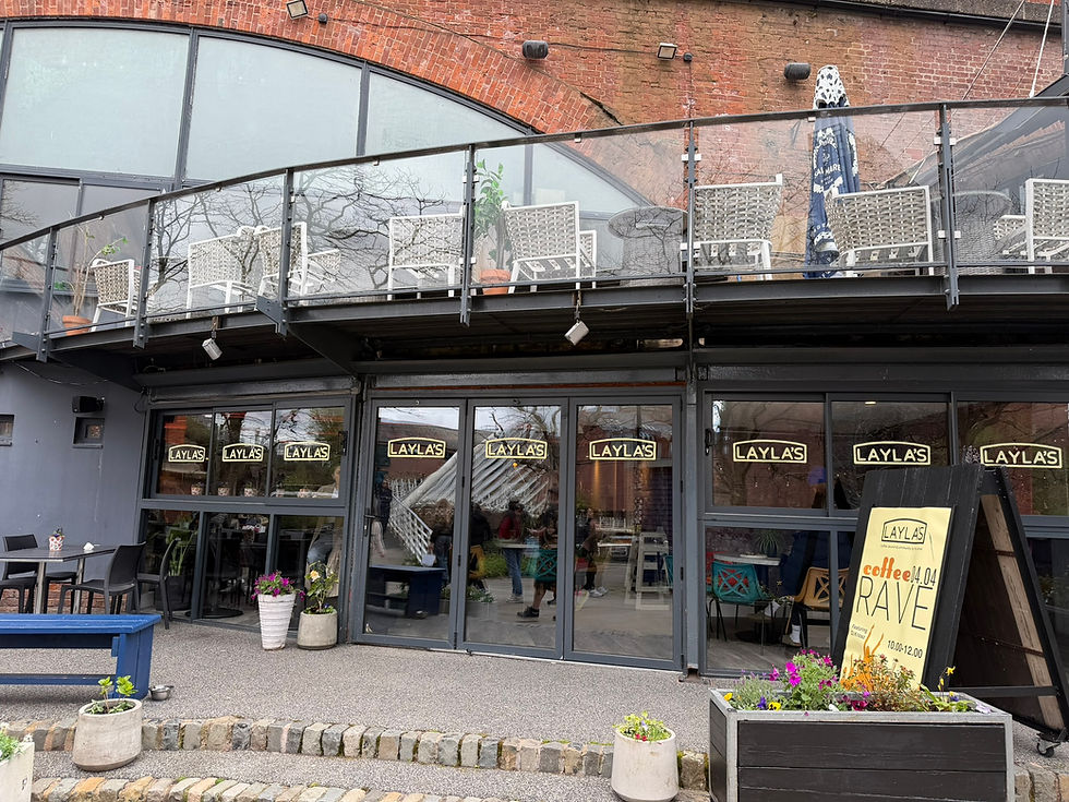 The exterior of Layla's Café