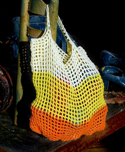 multi coloured mesh market bag