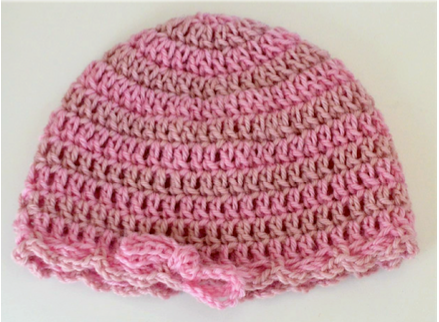 baby beanie, hat, toque with scalloped edge
