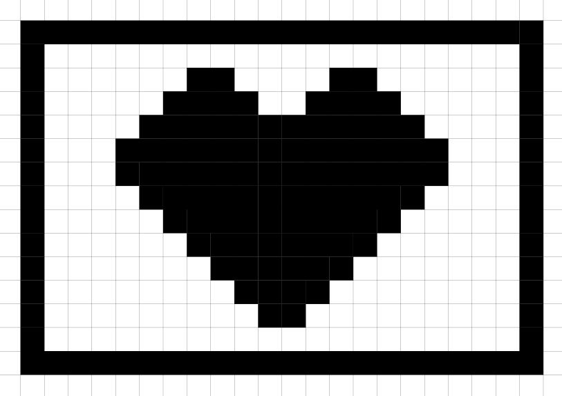 Chart for a heart coaster.  Can be used for crochet, knot, or cross stitch.