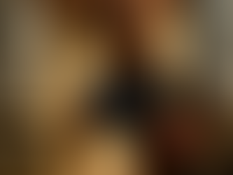 Samson in his last prayer appearing as a muscular man strains to push apart two crumbling columns, surrounded by dust and rubble, while two people look on in shock.