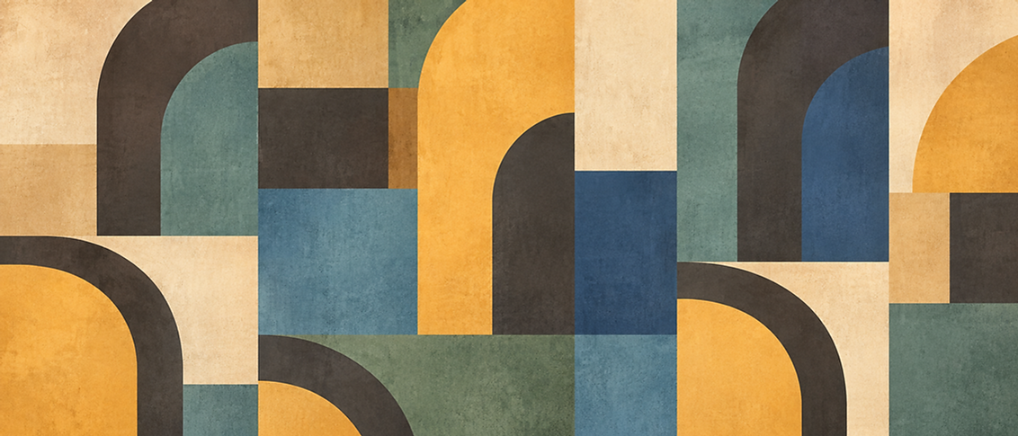 Murale geometrico Bauhaus in toni terrosi.png