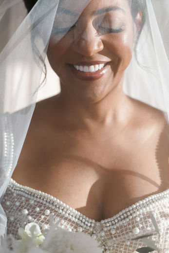 Elegant close-up portrait of the bride