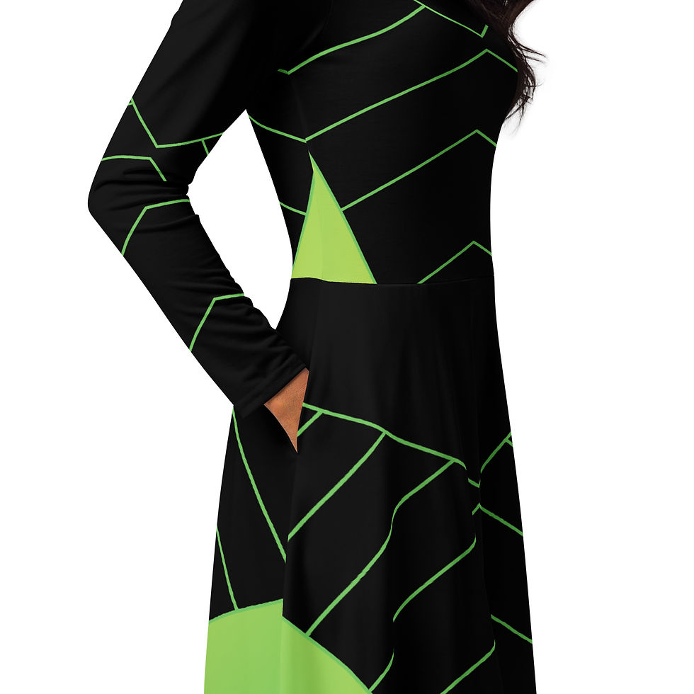 Thumbnail: print long sleeve midi dress