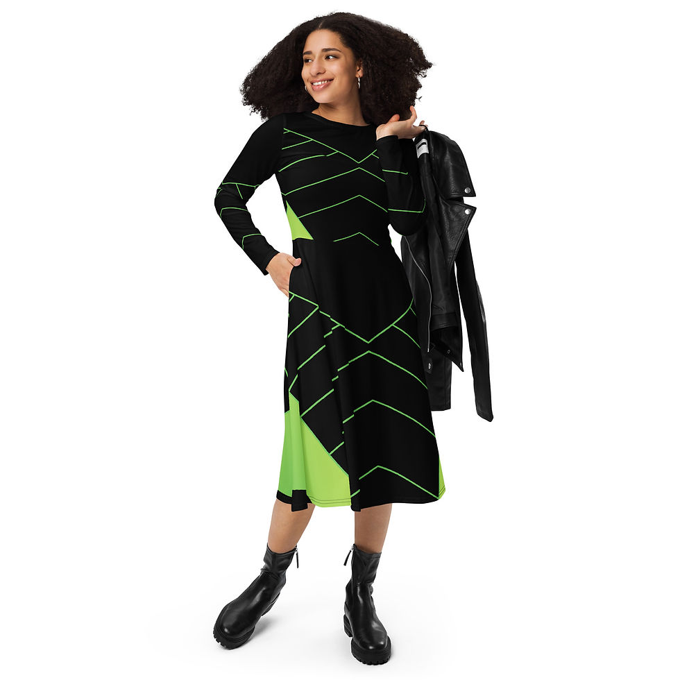 Thumbnail: print long sleeve midi dress