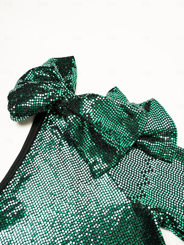 Thumbnail: Sequin Mismatched Bow Long Sleeve Maxi Dress