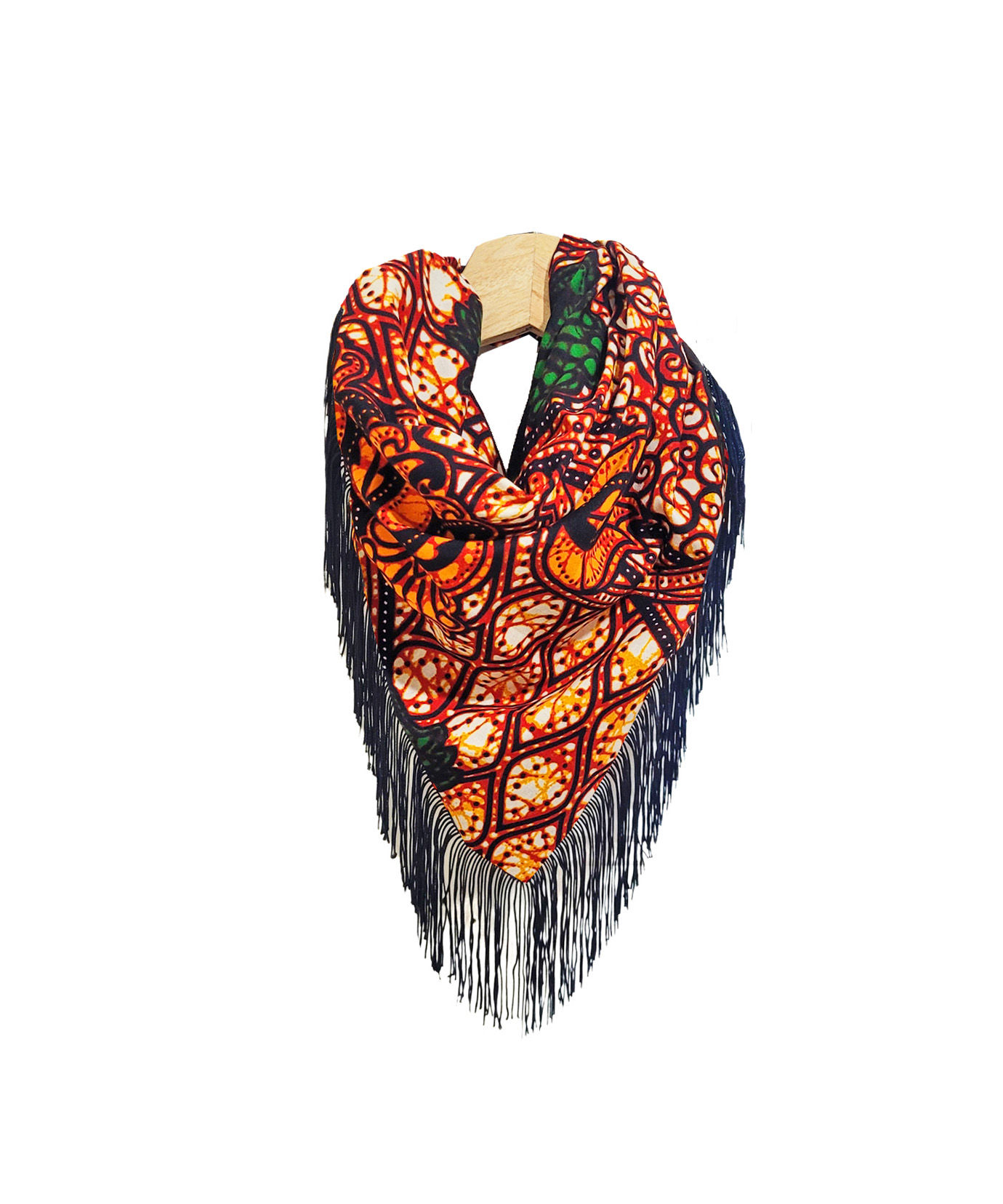 Kiki Print Fringe Bandana - Orange