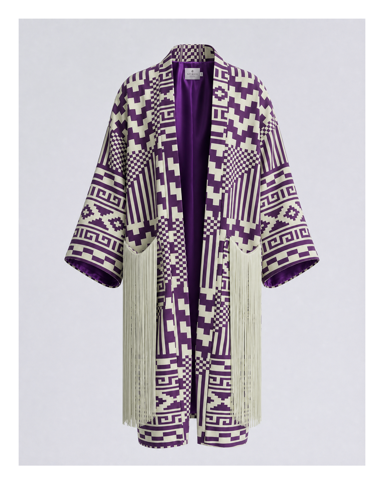Kizita Woven Fringe Kimono - Purple