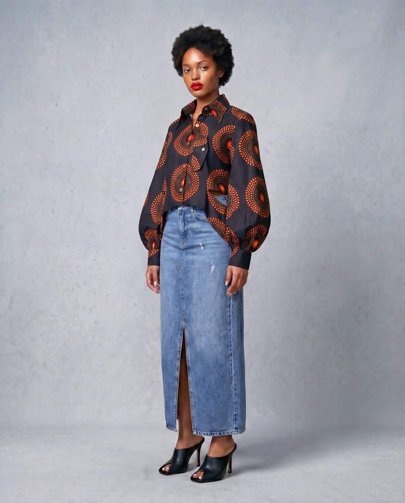 Mercy Print Drape Side Shirt