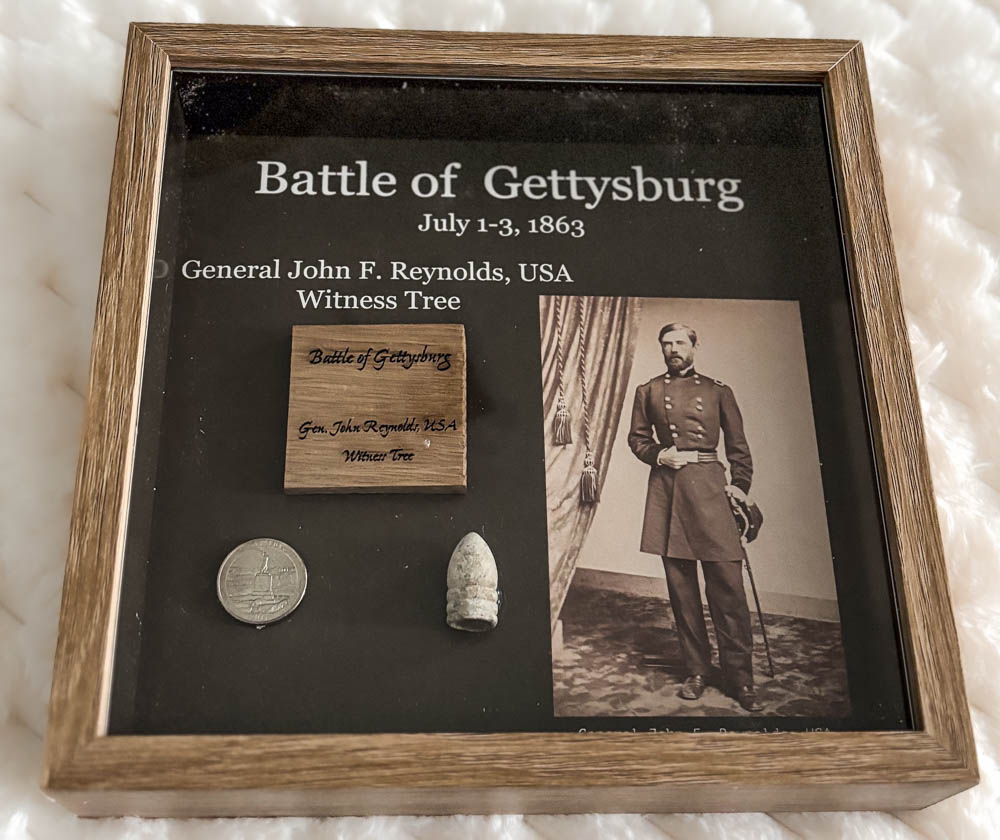 General John Reynolds, USA, Oak Witness Tree Shadow Box