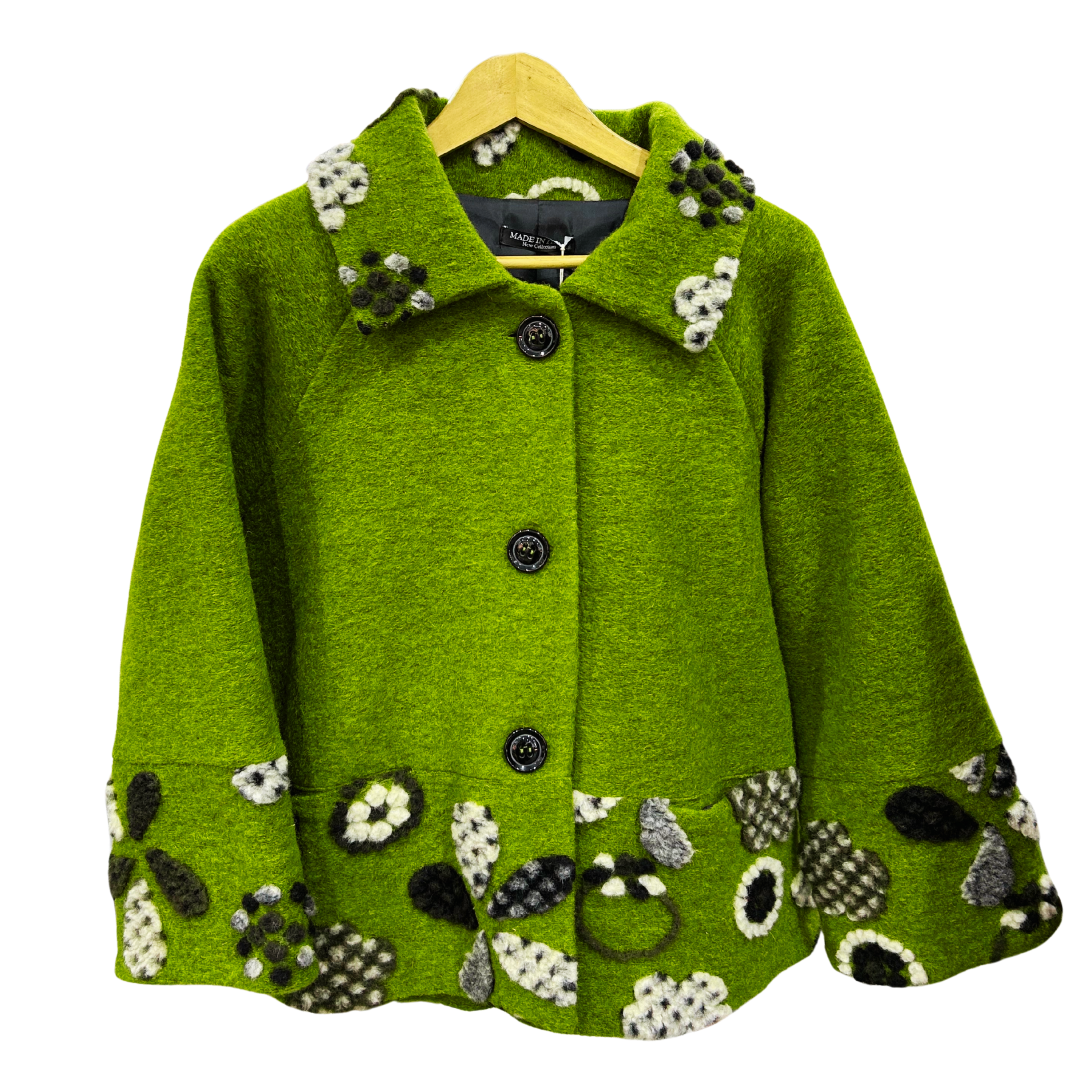 Sliver knit coat 圧縮ウールコート ショートグリーンflower