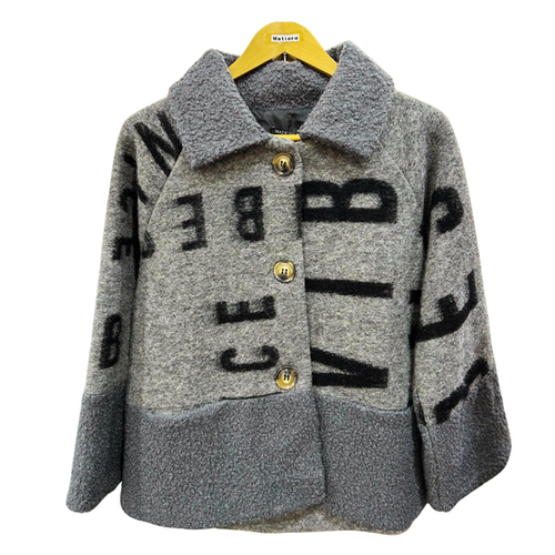 Sliver knit coat 圧縮ウールコート ショートグレーletter | mutiara japan