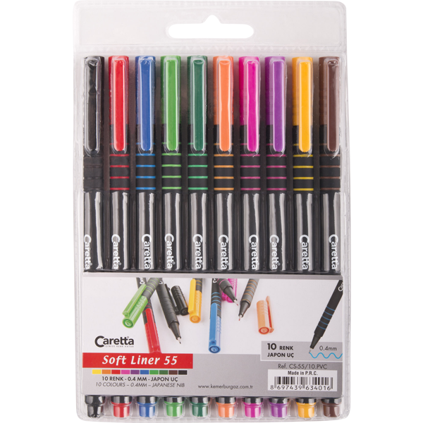 Caretta Softliner Keçeli Kalem 0.4 MM Karışık Renk CS-55