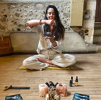 Katie sitting sharing her Kundalini Sadhana Practice