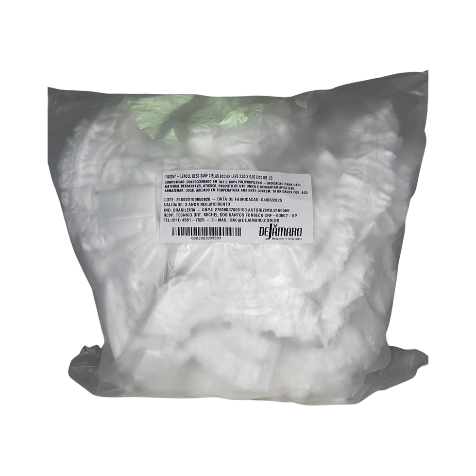 Lencol Descartavel c/Elastico 200x90 Sanfonado Branco 20G - Dejamaro
