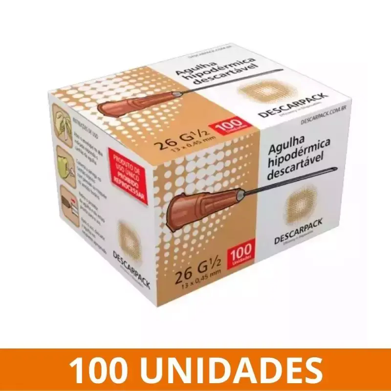 Agulha Descartável 13x4,5 com 100 unidades - Descarpack