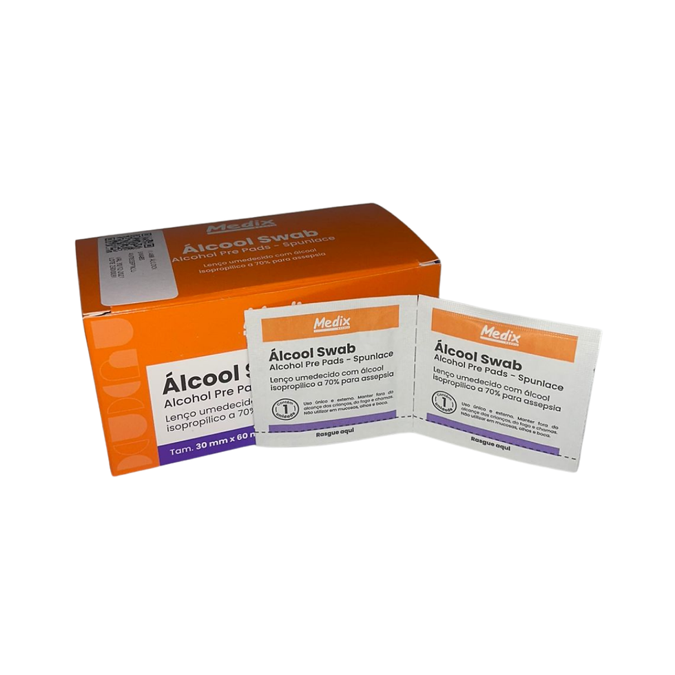 Álcool Swab 70% - Caixa com 100 Unidades - Medix