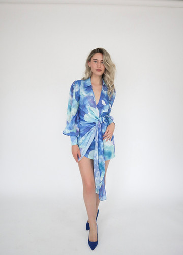 blue and white marble dress Pink and Blue Marble Maxi Dress with Criss Cross Back