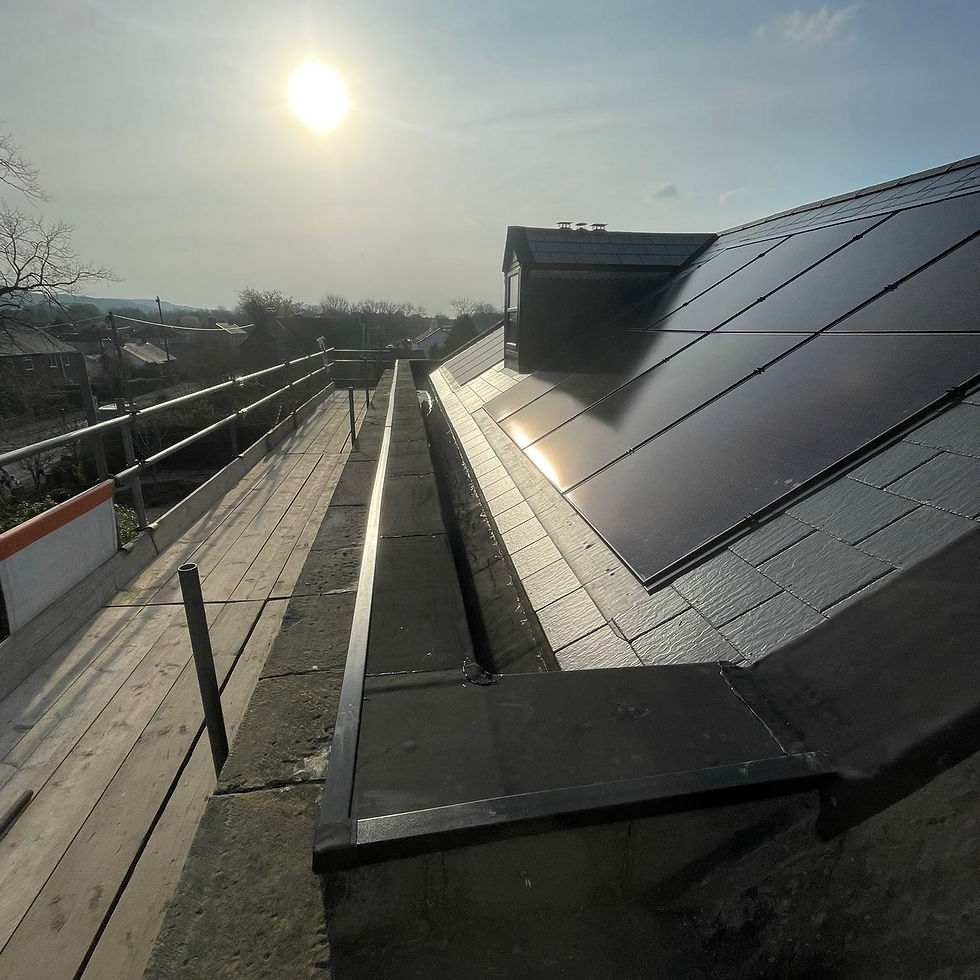 Solar panels installed on a rooftop on a sunny day