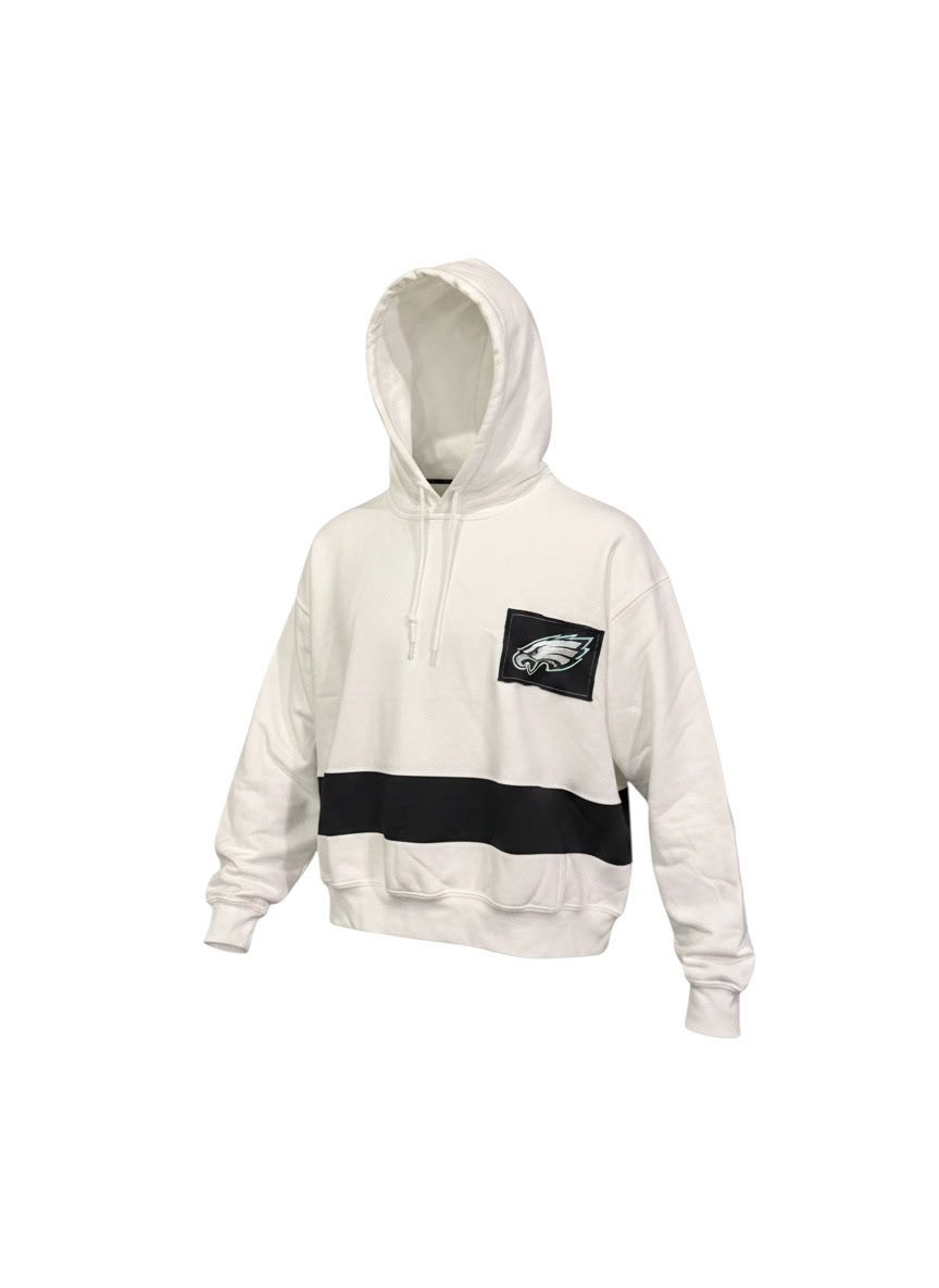 Thumbnail: Women’s White Philadelphia Eagles Sustainable Crop Dolman Pullover Hoodie 