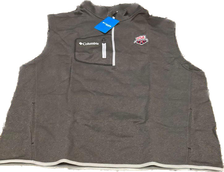 Thumbnail: Men's Columbia Black USA Swimming Half-Zip Explorer Vest