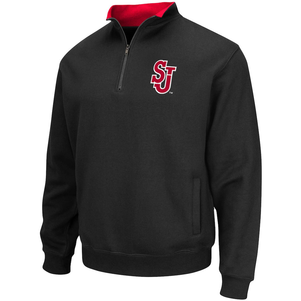 Men's Colosseum Black St. John's Red Storm Tortugas Logo Quarter-Zip Jacket